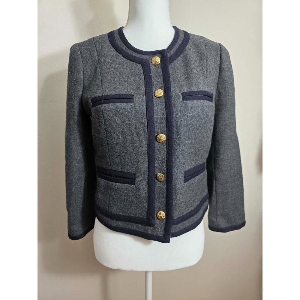 J.Crew 100% Wool Chanel Style Cropped Blazer